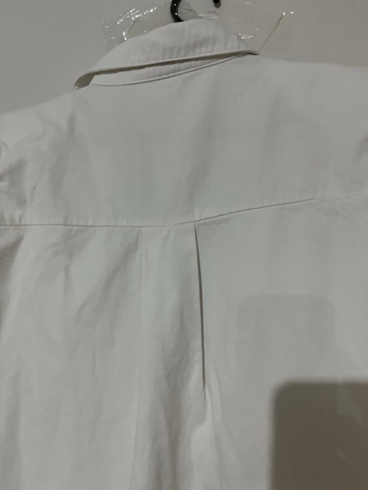 Düğmeli Kolsuz bej Keten Gömlek - Görsel 4