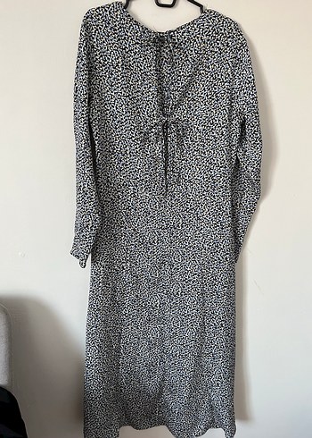 Gri Bağlama Desenli Uzun Kollu Salaş Elbise ürün yurt dışından - Görsel 9