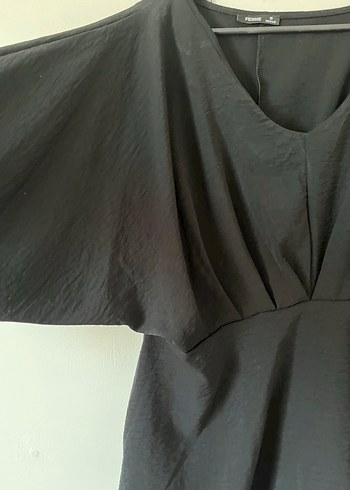 Siyah V Yakalı Kadın Keten Bluz - Görsel 6