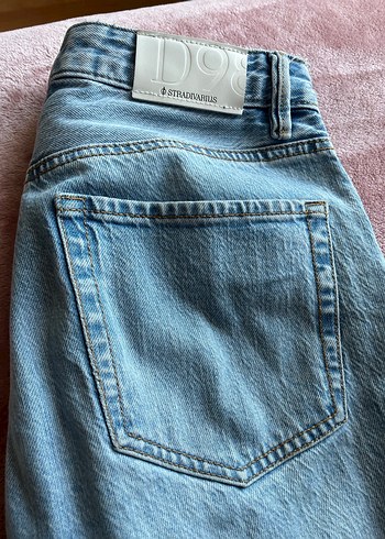 Mavi Yüksek Bel Rahat Kesim Kadın Midi Kot Pantolon - Görsel 4