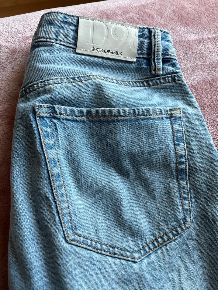 Mavi Yüksek Bel Rahat Kesim Kadın Midi Kot Pantolon - Görsel 4