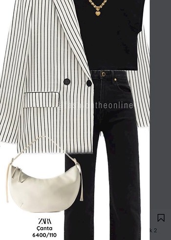 Zara çizgili blazer ceket - Görsel 2