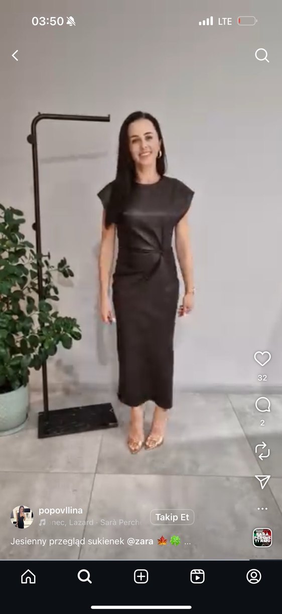 Zara suni deri elbise - Görsel 3