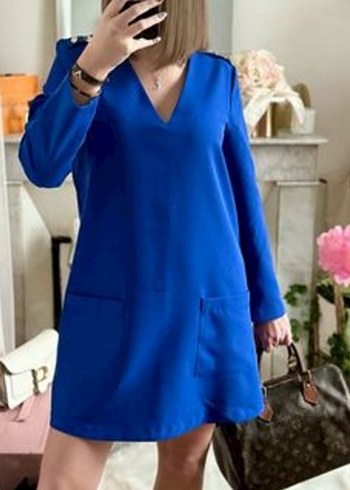 Zara lacivert mini elbise - Görsel 4