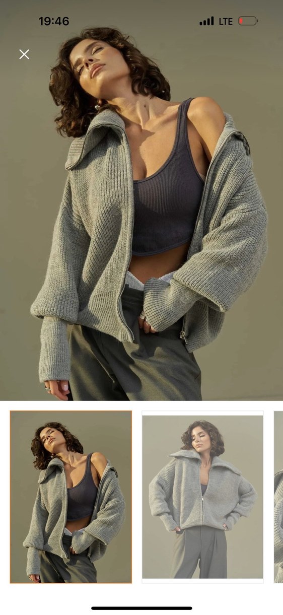 Mai fermuarlı gri hırka - Görsel 3