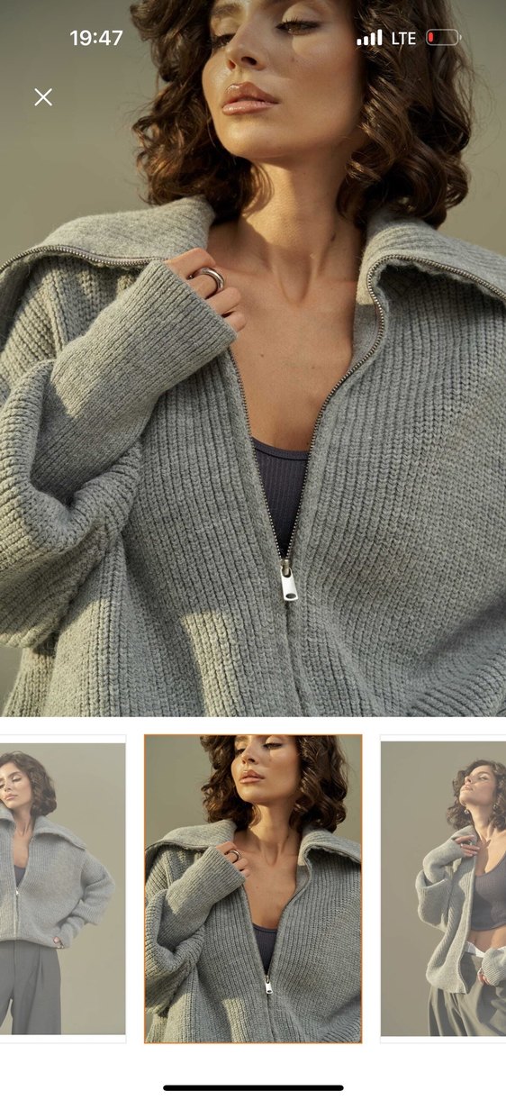 Mai fermuarlı gri hırka - Görsel 2