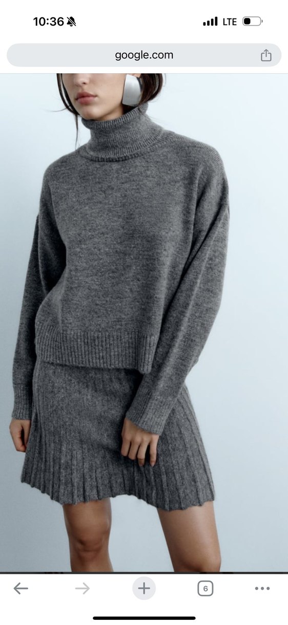 Zara Gri Pilili triko etek - Görsel 5