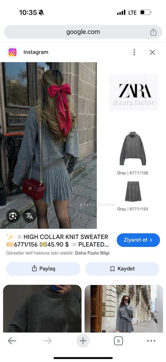 Zara Gri Pilili triko etek - Görsel 2