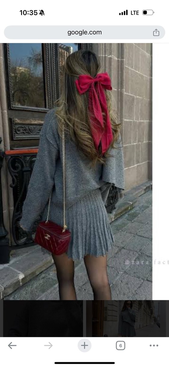 Zara Gri Pilili triko etek - Görsel 3