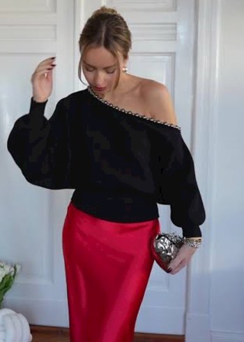 Zara metal boncuklu triko kazak - Görsel 2