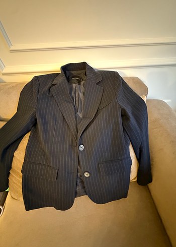 PULL&BEAR Lacivert Çizgili Kadın Blazer - Görsel 4