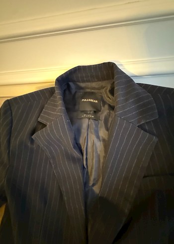 PULL&BEAR Lacivert Çizgili Kadın Blazer - Görsel 5