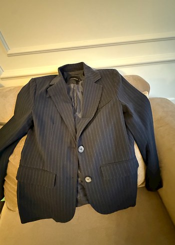 PULL&BEAR Lacivert Çizgili Kadın Blazer - Görsel 2