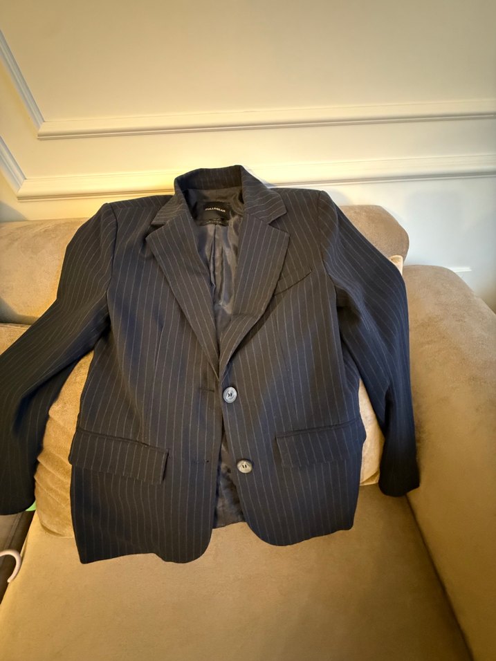 PULL&BEAR Lacivert Çizgili Kadın Blazer - Görsel 4