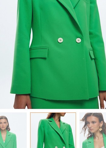 Yeşil Kruvaze Kadın Ceket - Görsel 4