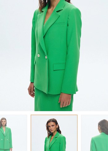 Yeşil Kruvaze Kadın Ceket - Görsel 5