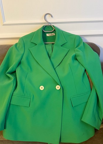 Yeşil Kruvaze Kadın Ceket - Görsel 7