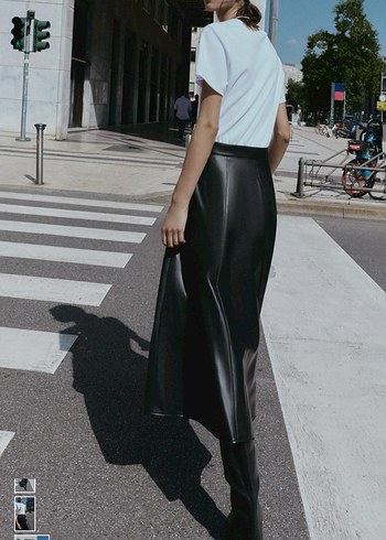 Zara suni deri kombine elbise - Görsel 2