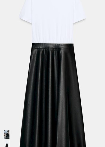 Zara suni deri kombine elbise - Görsel 4