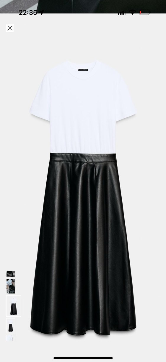 Zara suni deri kombine elbise - Görsel 3