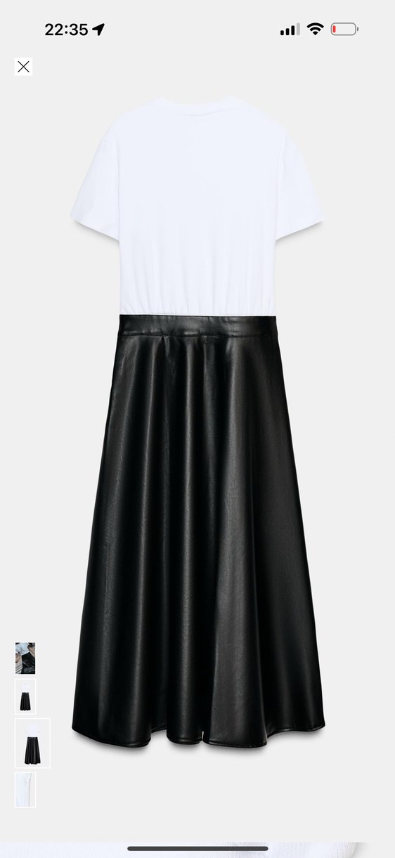 Zara suni deri kombine elbise - Görsel 4