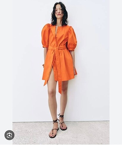 Zara turuncu mini elbise