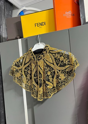 Altın İşlemeli Bohem panço, omuzluk - Görsel 3