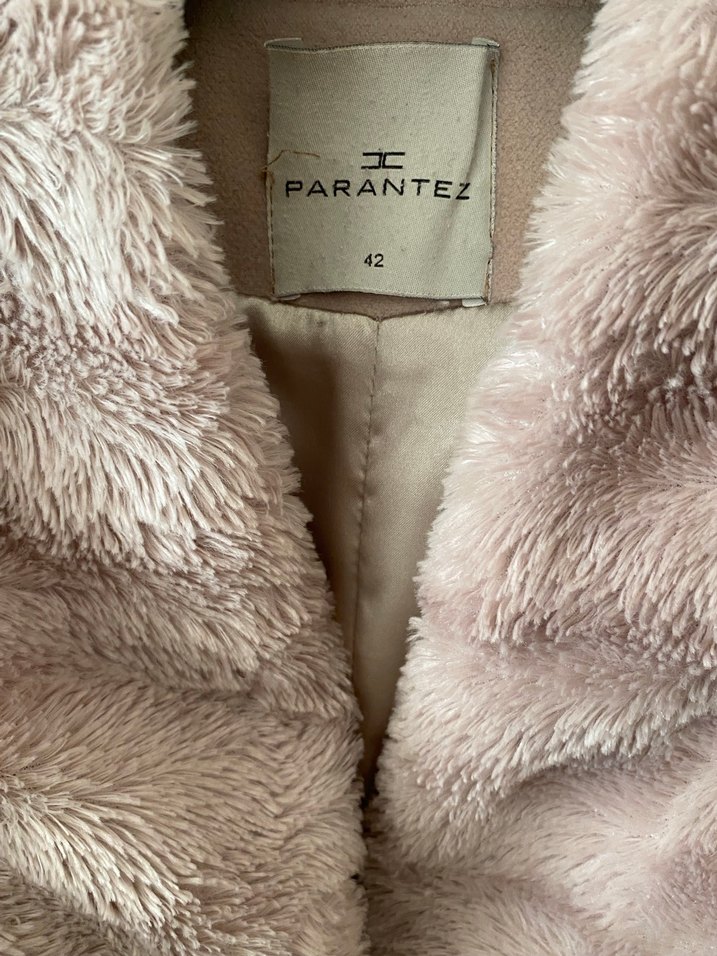 Kürklü Bej Midi Kadın Kaban - Görsel 3