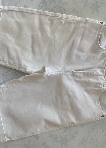 Beyaz Midi Kadın Kot Pantolon - Görsel 6