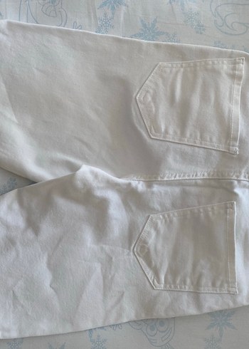 Beyaz Midi Kadın Kot Pantolon - Görsel 3