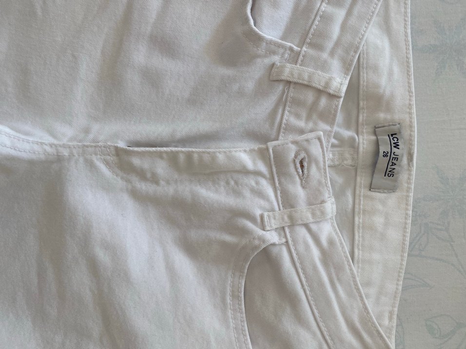 Beyaz Midi Kadın Kot Pantolon - Görsel 2