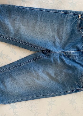 Düğmeli Mavi Denim Pantolon - Görsel 5