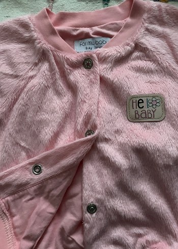 Kız Çocuk Pembe Düğmeli peluş mont - Görsel 2