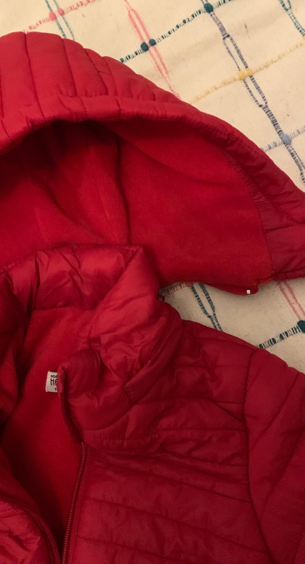 Kapüşonlu Kırmızı  Çocuk Mont - Görsel 2