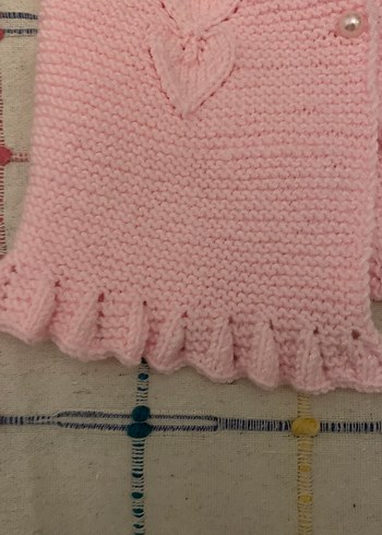 Pembe Kız Çocuk Örgü Kolsuz Hırka - Görsel 3