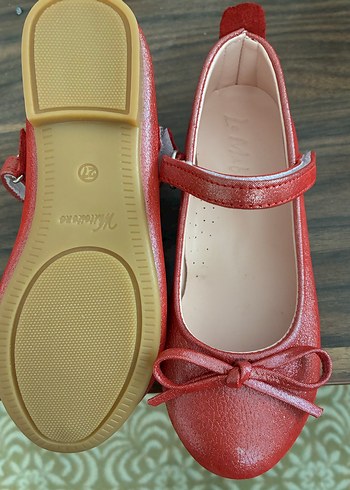 Kız Çocuk Kırmızı Fiyonklu Babet Ayakkabı - Görsel 2