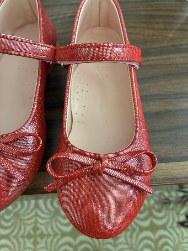 Kız Çocuk Kırmızı Fiyonklu Babet Ayakkabı - Görsel 3