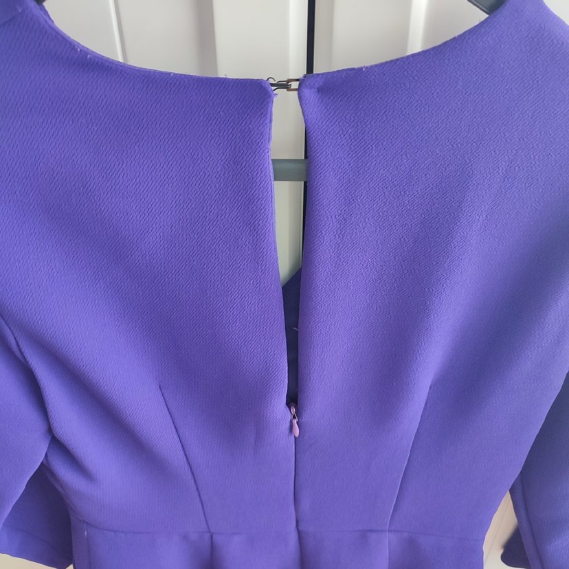 Mor Drapeli Midi Ofis Elbisesi - Görsel 3