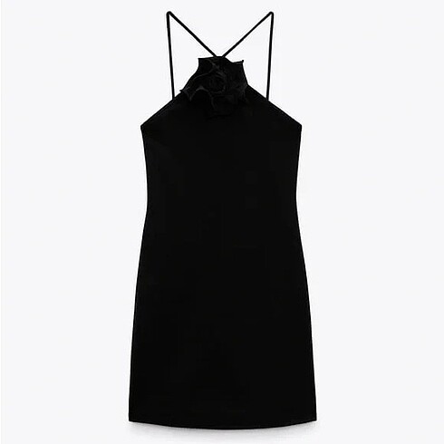 s Beden Zara Halter Yaka Çiçek Detaylı Elbise
