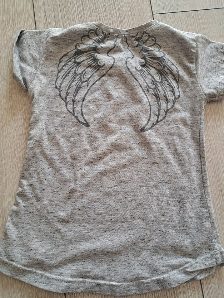 Gri Kız Çocuk Angel Baskılı Kısa Kollu Tişört - Görsel 2