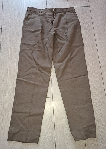 Erkek Regular Fit Kahverengi Pilili Pantolon