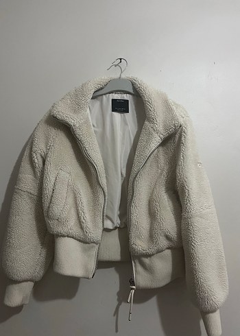 Bershka Beyaz Peluş Kadın Mont - Görsel 4
