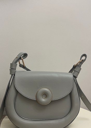 Gri Deri Tokalı Kadın Çanta - Görsel 2