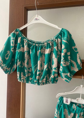 Trendyol & Milla Turkuaz Bağcıklı Mini Bohem Kadın Tulum ikili takım