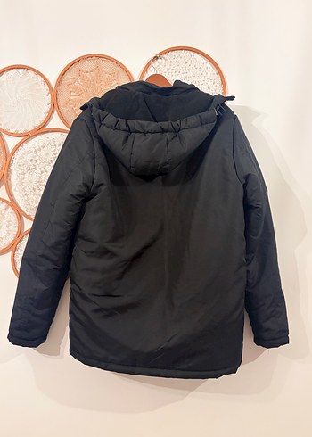 Siyah Kapüşonlu Fermuarlı Erkek Mont - Görsel 4