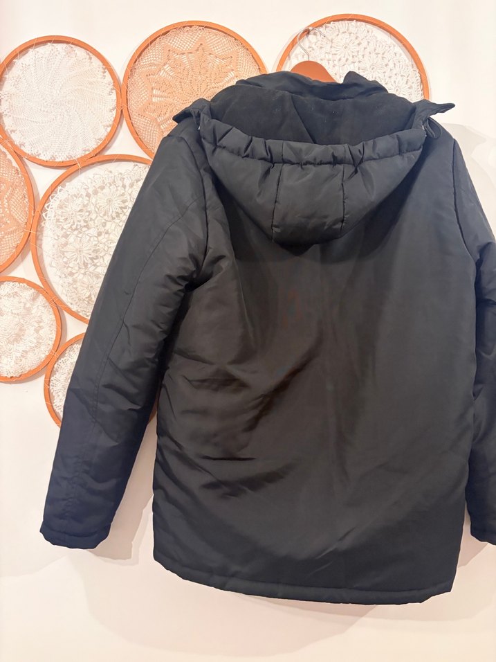 Siyah Kapüşonlu Fermuarlı Erkek Mont - Görsel 5