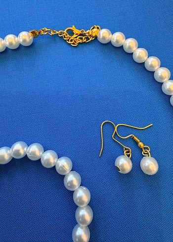 Beyaz Boncuklu Minimalist Kolye Seti - Görsel 3