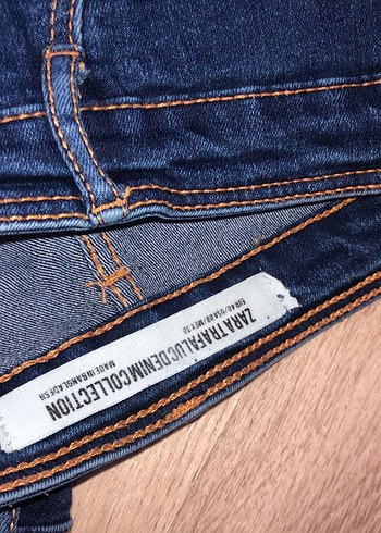 Zara Çizgili Yan Şeritli Mavi Kadın Denim Pantolon