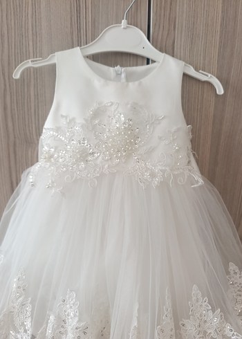 Kız Çocuk Beyaz Dantelli Elbise - Görsel 2