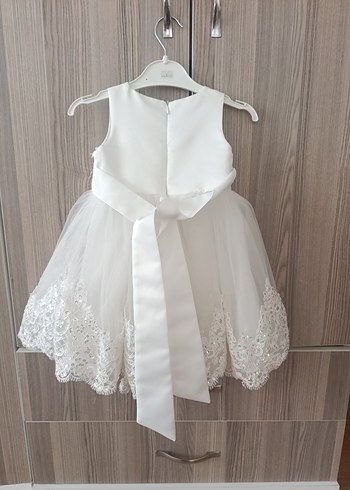 Kız Çocuk Beyaz Dantelli Elbise - Görsel 3